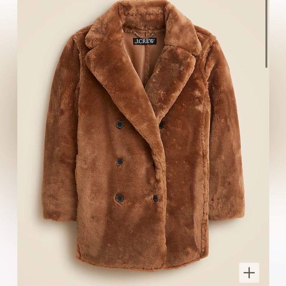 J.Crew Brown Faux Fur Coat
